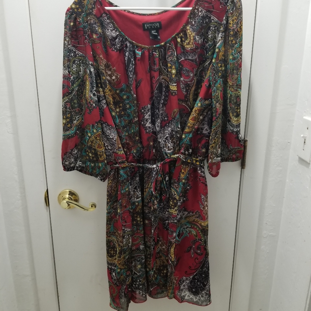 Enfocus Women Dress Paisley Pullover lined 20W